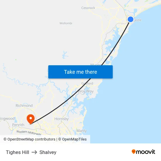 Tighes Hill to Shalvey map