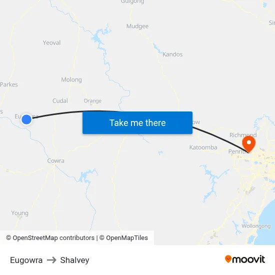 Eugowra to Shalvey map