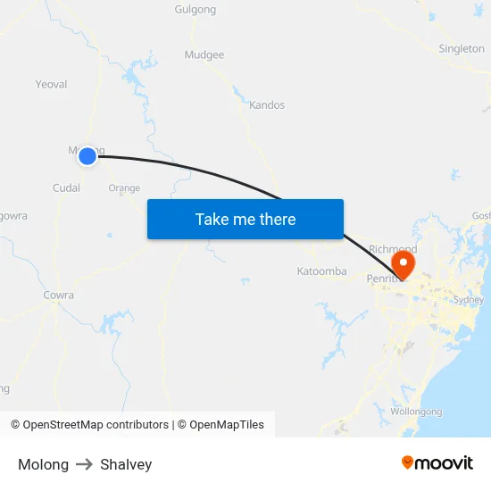 Molong to Shalvey map