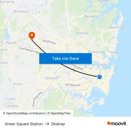 Green Square Station to Shalvey map