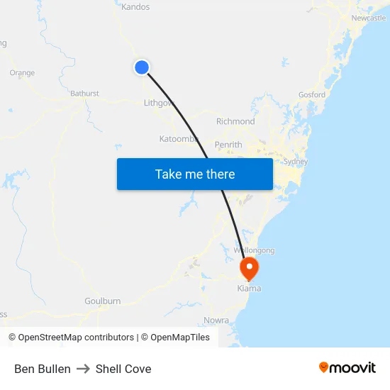Ben Bullen to Shell Cove map