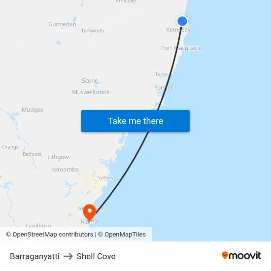 Barraganyatti to Shell Cove map