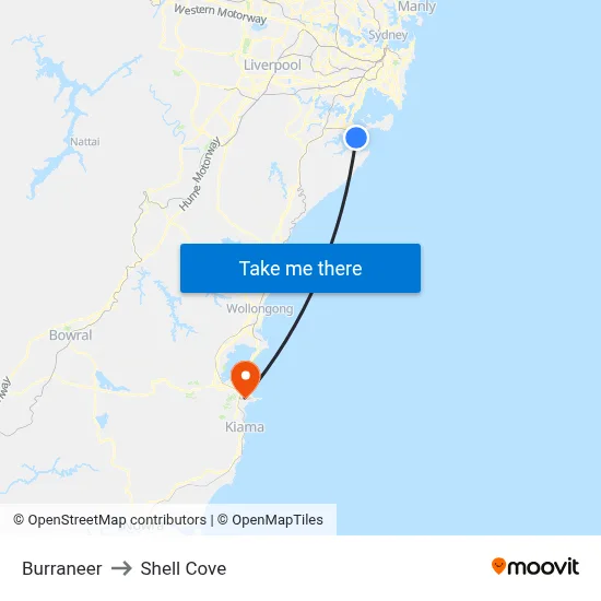Burraneer to Shell Cove map