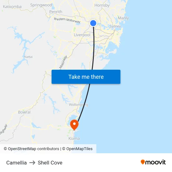 Camellia to Shell Cove map