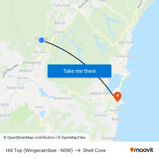 Hill Top (Wingecarribee - NSW) to Shell Cove map