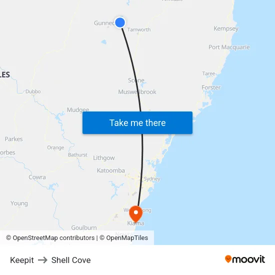 Keepit to Shell Cove map