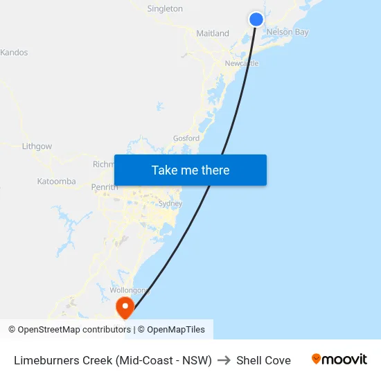Limeburners Creek (Mid-Coast - NSW) to Shell Cove map