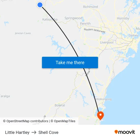 Little Hartley to Shell Cove map