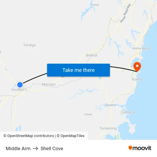 Middle Arm to Shell Cove map
