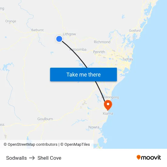 Sodwalls to Shell Cove map
