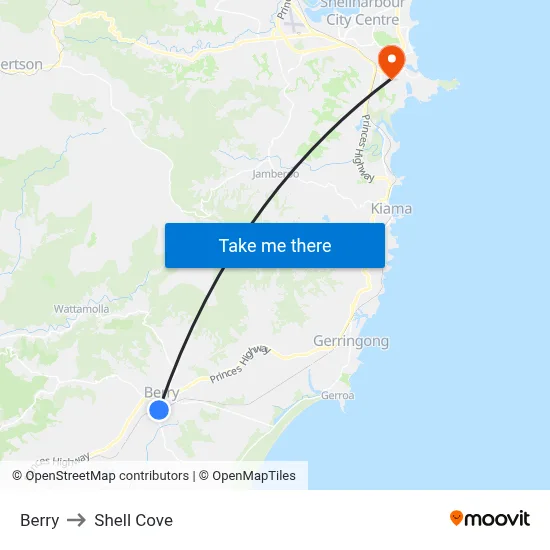 Berry to Shell Cove map