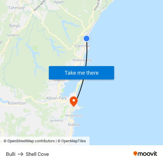 Bulli to Shell Cove map