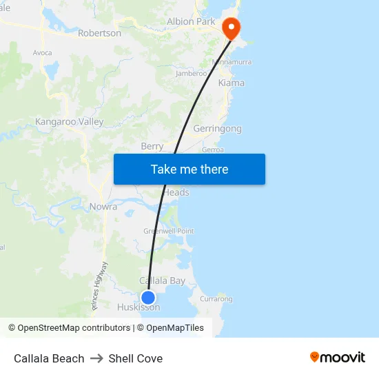 Callala Beach to Shell Cove map