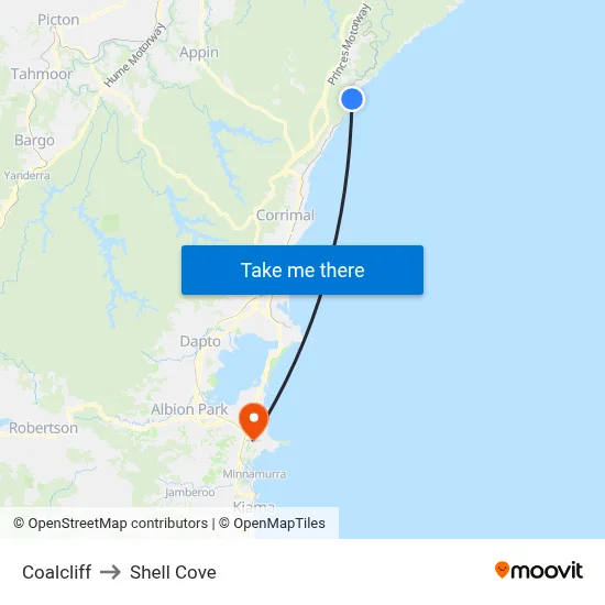Coalcliff to Shell Cove map