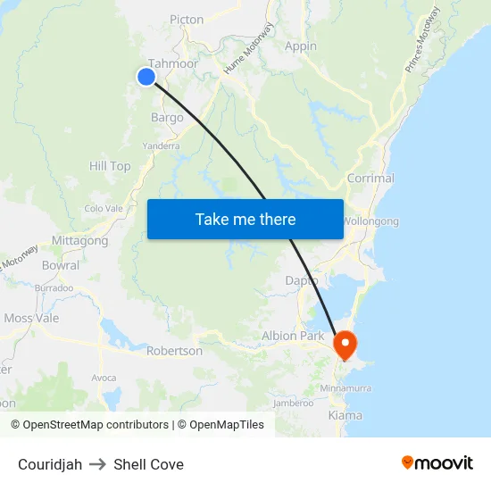 Couridjah to Shell Cove map