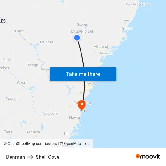 Denman to Shell Cove map