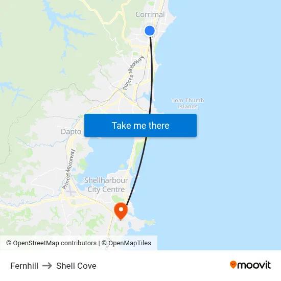 Fernhill to Shell Cove map