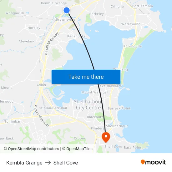 Kembla Grange to Shell Cove map