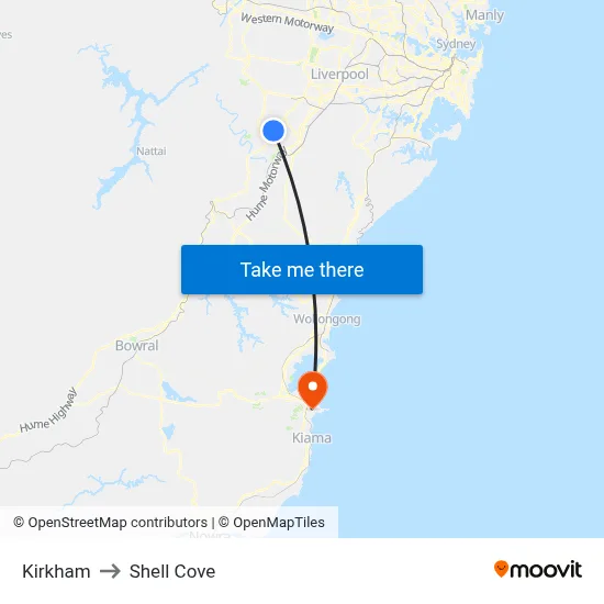 Kirkham to Shell Cove map