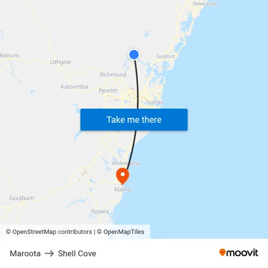 Maroota to Shell Cove map