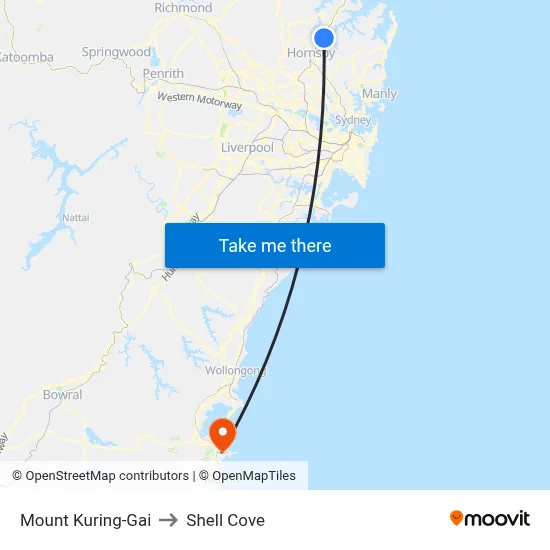 Mount Kuring-Gai to Shell Cove map