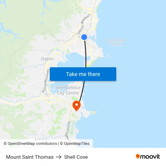 Mount Saint Thomas to Shell Cove map