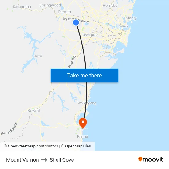 Mount Vernon to Shell Cove map