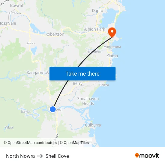 North Nowra to Shell Cove map