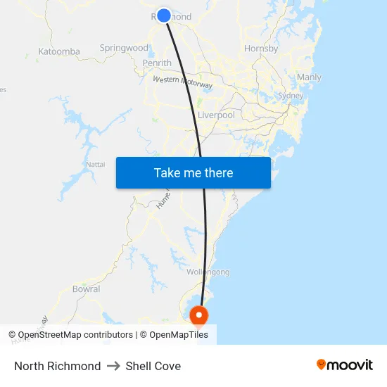 North Richmond to Shell Cove map