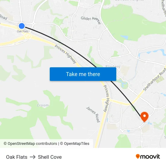 Oak Flats to Shell Cove map
