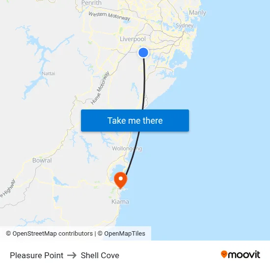 Pleasure Point to Shell Cove map