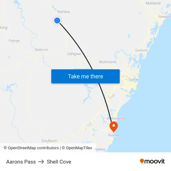 Aarons Pass to Shell Cove map