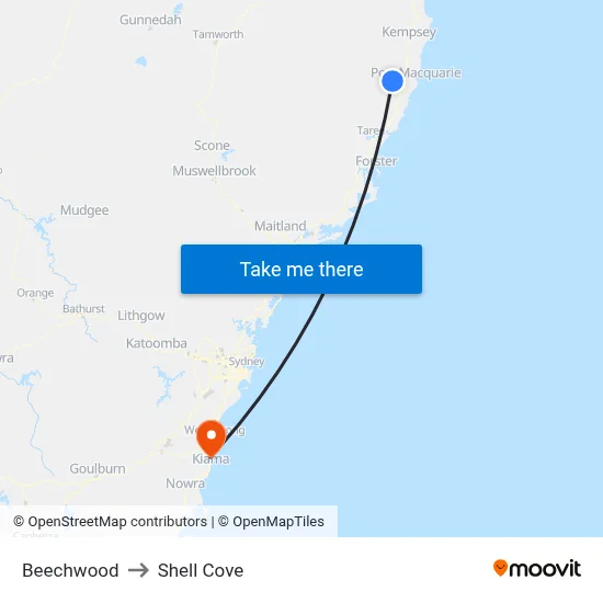 Beechwood to Shell Cove map