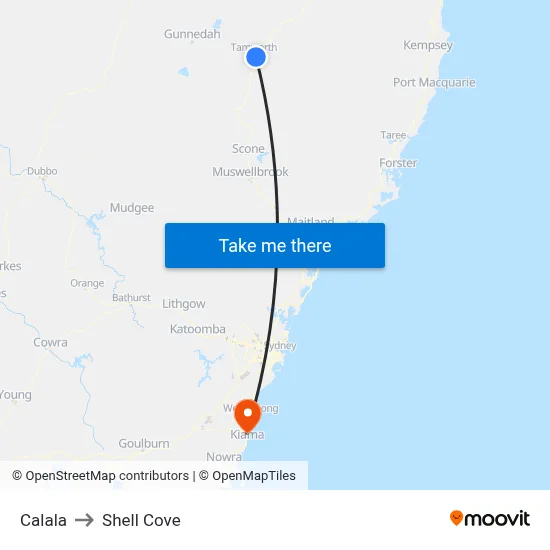 Calala to Shell Cove map