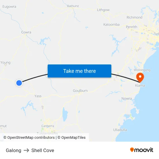 Galong to Shell Cove map