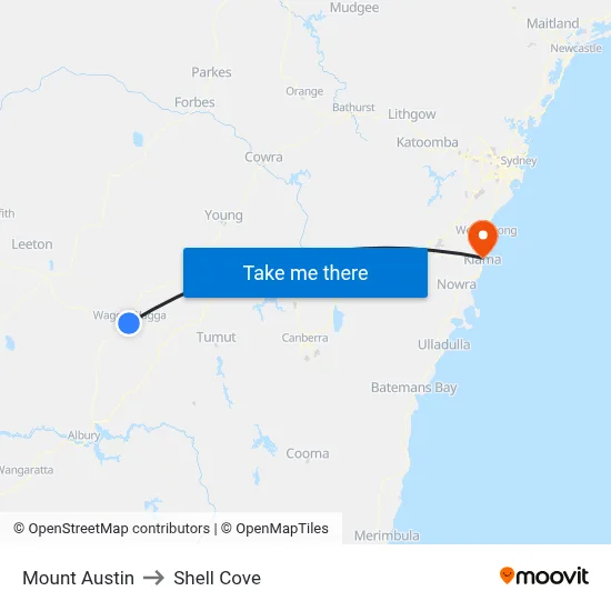 Mount Austin to Shell Cove map