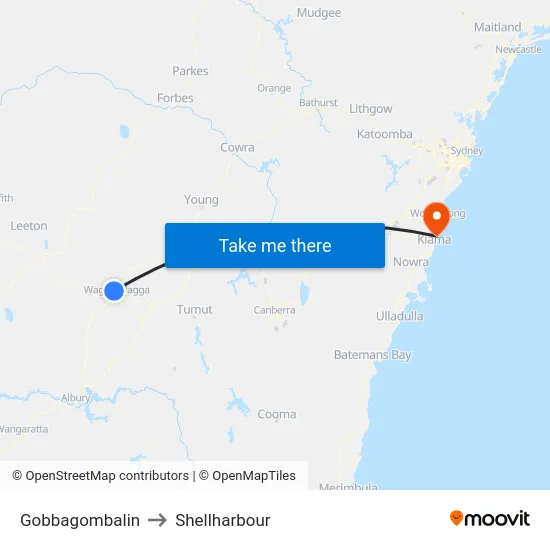 Gobbagombalin to Shellharbour map