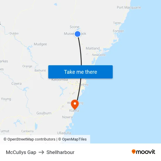 McCullys Gap to Shellharbour map