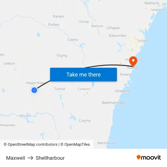 Maxwell to Shellharbour map