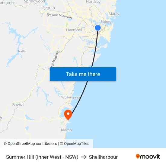 Summer Hill (Inner West - NSW) to Shellharbour map
