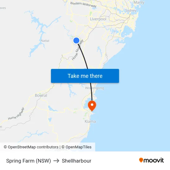 Spring Farm (NSW) to Shellharbour map