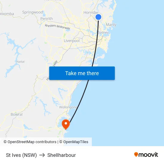 St Ives (NSW) to Shellharbour map