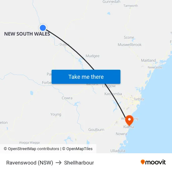 Ravenswood (NSW) to Shellharbour map