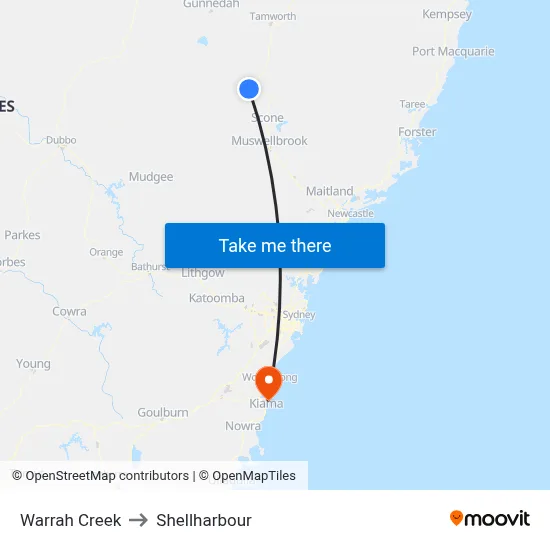Warrah Creek to Shellharbour map