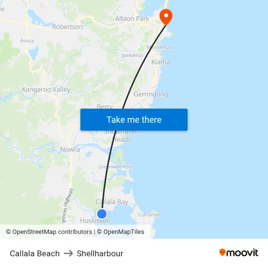 Callala Beach to Shellharbour map