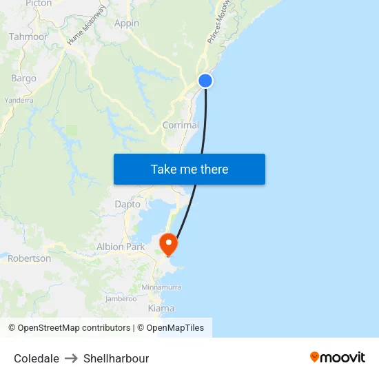 Coledale to Shellharbour map