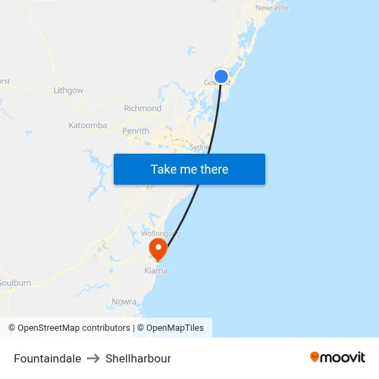 Fountaindale to Shellharbour map