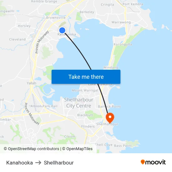 Kanahooka to Shellharbour map