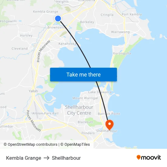 Kembla Grange to Shellharbour map