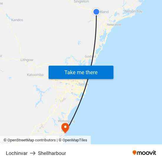 Lochinvar to Shellharbour map